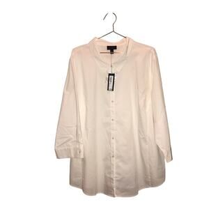 Worthington White Button Down 3/4 Sleeve Blouse - Size 4X